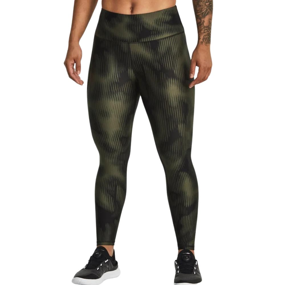 Under Armour Ankle Leggings HeatGear® No-Slip Waistband Printed Verde/Negro Ultra-tight Fit