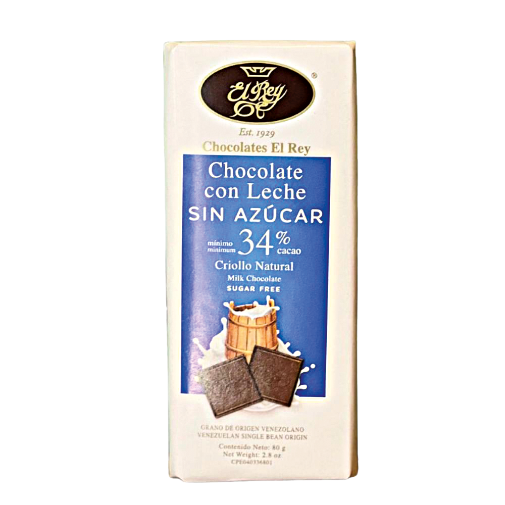 Chocolates El Rey Chocolate Con Leche Sin Azucar 34% Tab 80gr