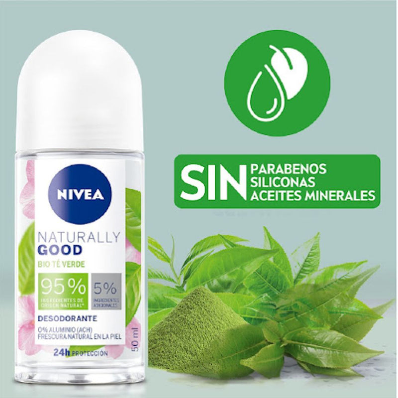 Nivea Desodorante Roll On Naturally Good Te Verde 50ml