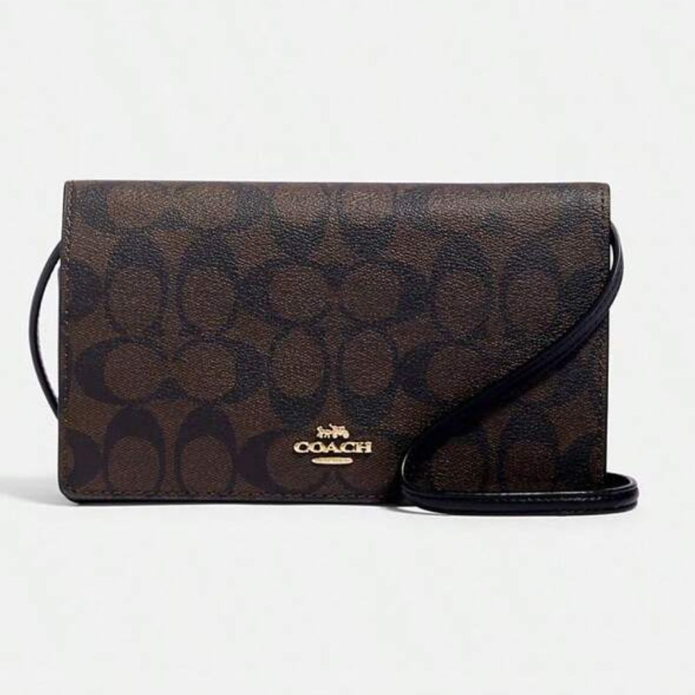 Coach Anna Foldover Clutch Crossbody In Signature Canvas