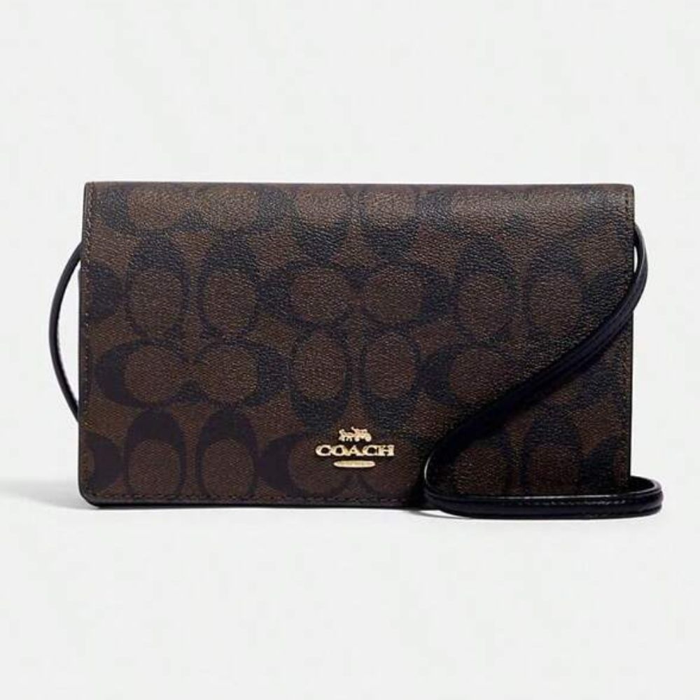 Coach Anna Foldover Clutch Crossbody In Signature Canvas