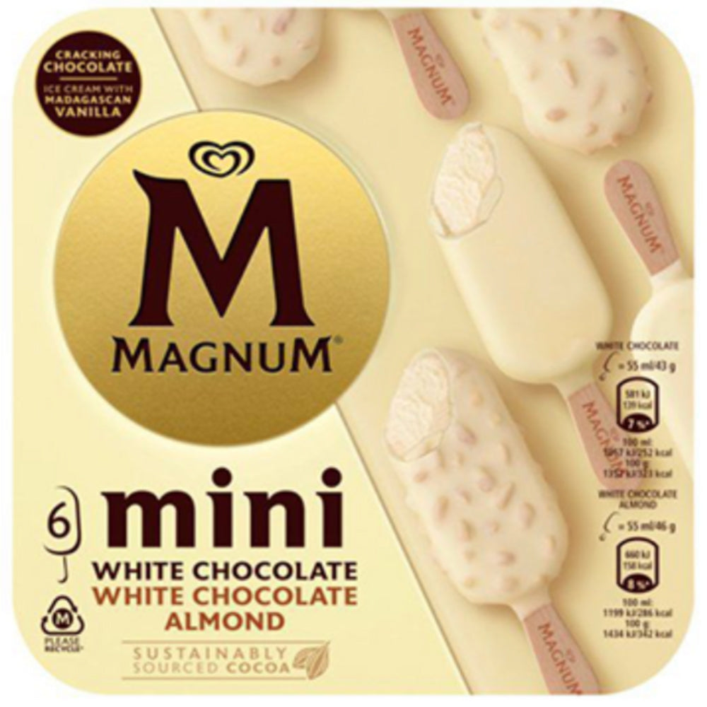 Helados  Magnum 6 Pack Mini White Chocolate Almond