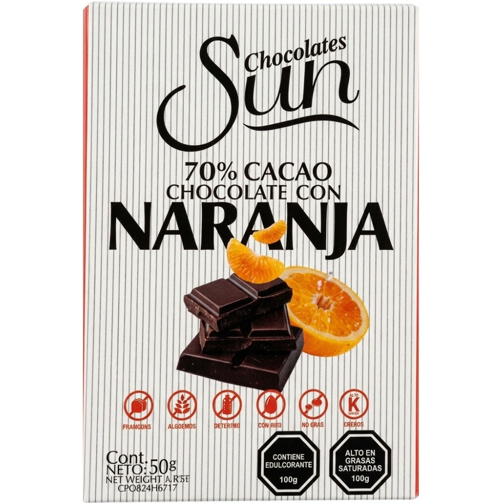 Chocolate Sun Chocolate Venezolano 65% Cacao Naranja Orgánico y Saludable 50gr