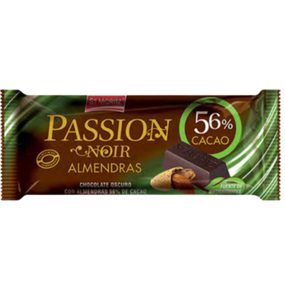 St. Moritz Chocolate Passion Noir 1 Und 56% Cacao Con Almendra 32gr