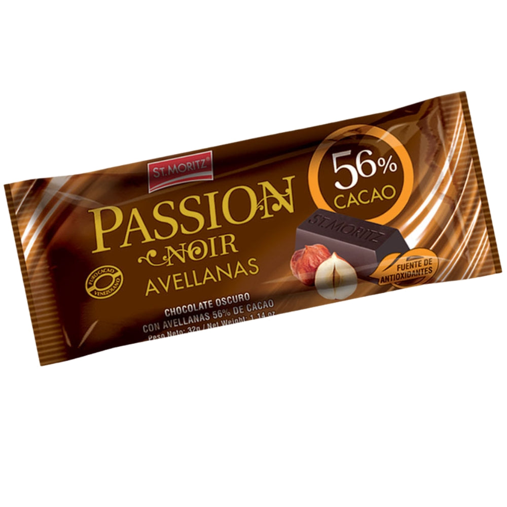 St. Moritz Chocolate Passion Noir 56% 1 Und Cacao Con Avellanas 32gr