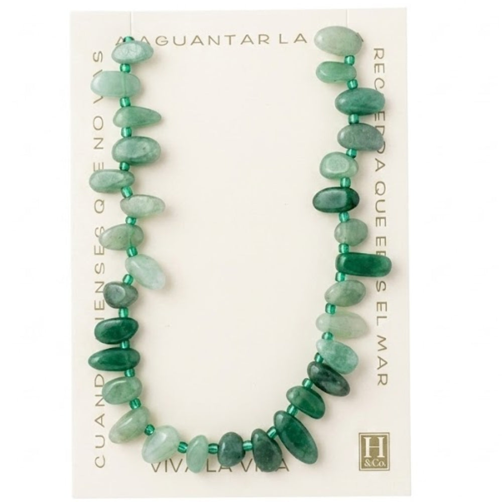 H&Co Collar Chispa Agata y Cuarzo Green