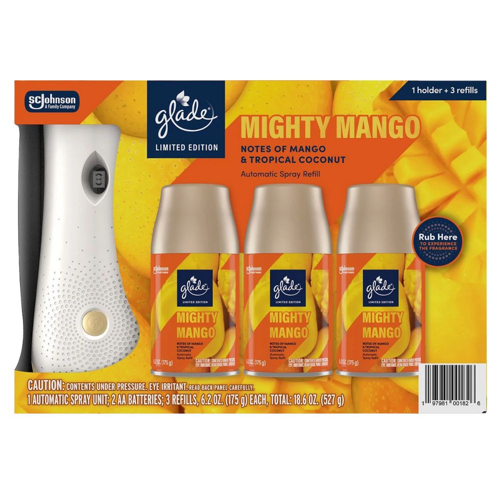 Glade Ambientador Mighty Mango 1 Spray + 3 Repuestos