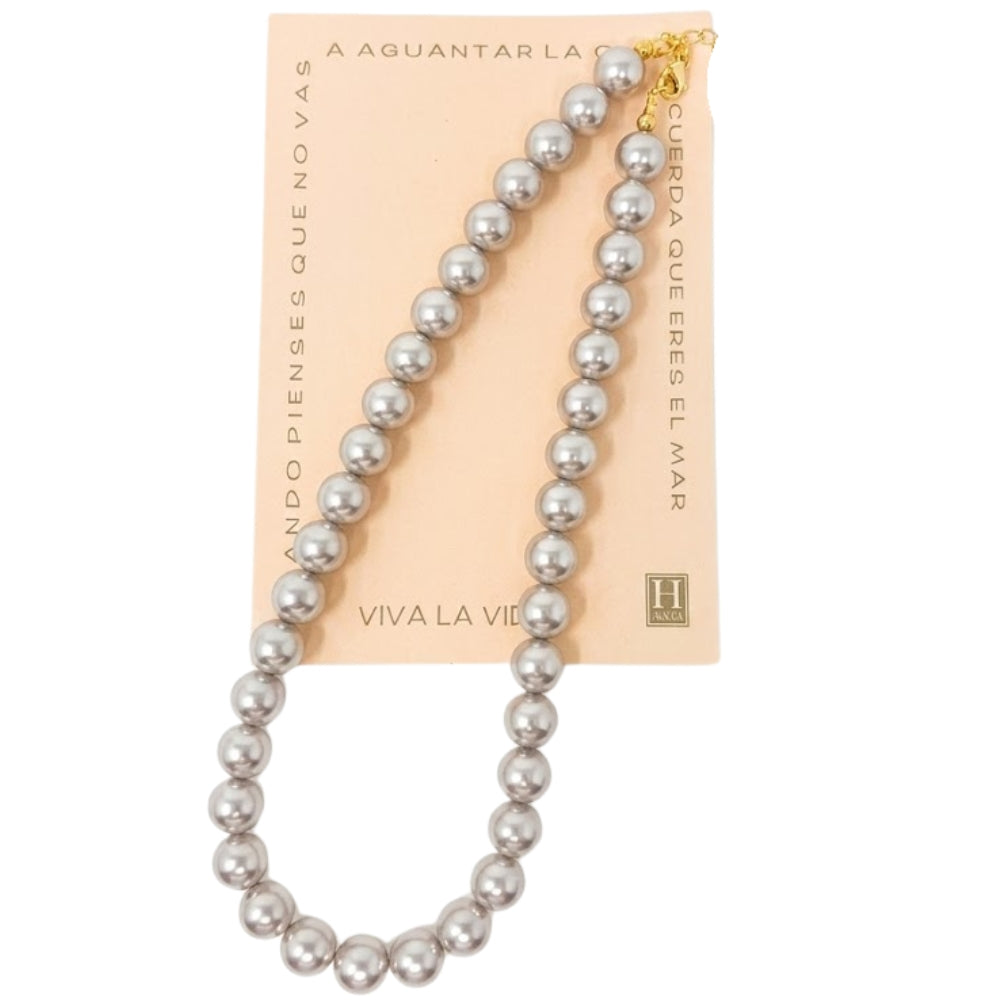 H&Co Collar Perla de Vidrio White