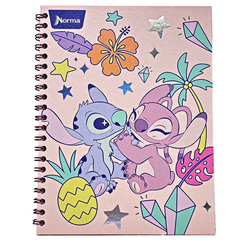 Norma Libreta Argollada Stitch 4 Materias 100 Hojas Con stickers Diseños Surtidos