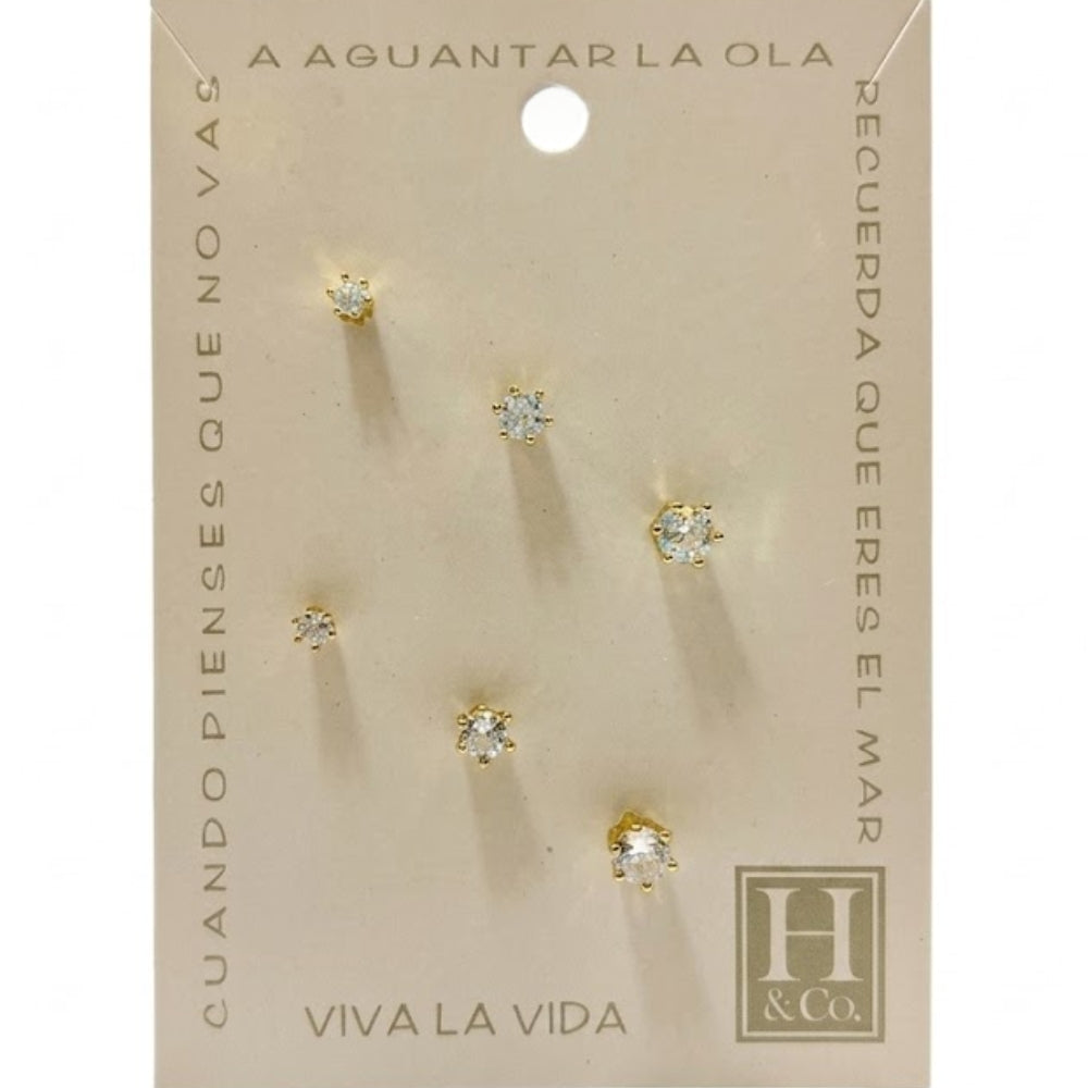 H&Co Trio de Zarcillos Diamante