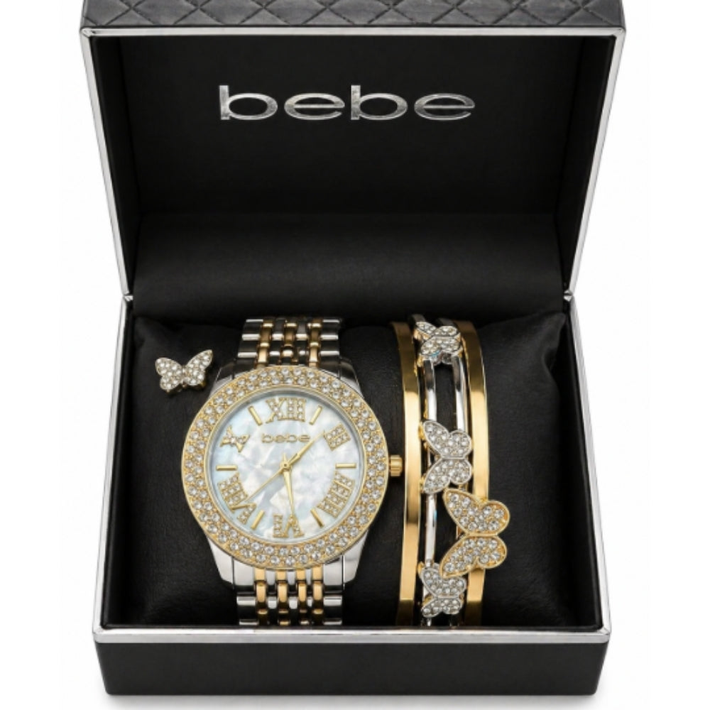 Bebe Set De Reloj y Pulseras Golden Butterfly