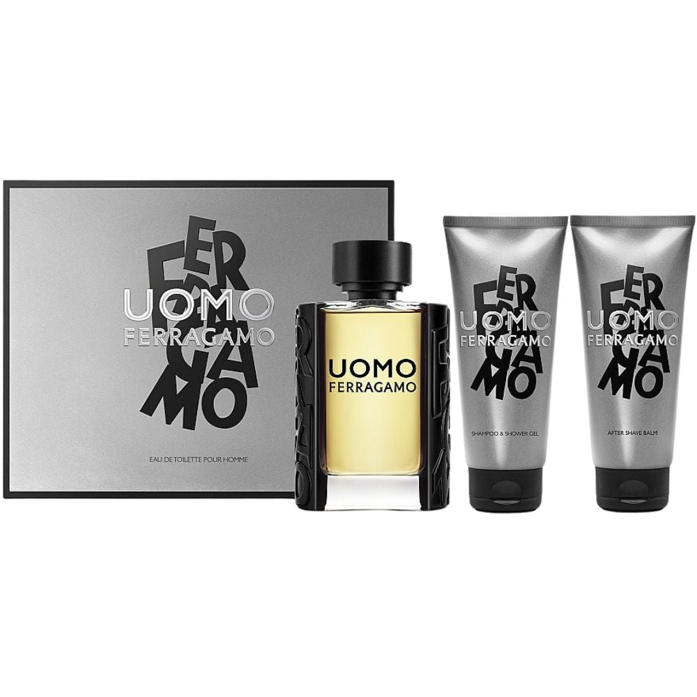 Salvatore Ferragamo Uomo Pour Homme Set Eau De Toilette For Men 100ml + Shampoo & Shower gel 100ml + After Shave 100ml