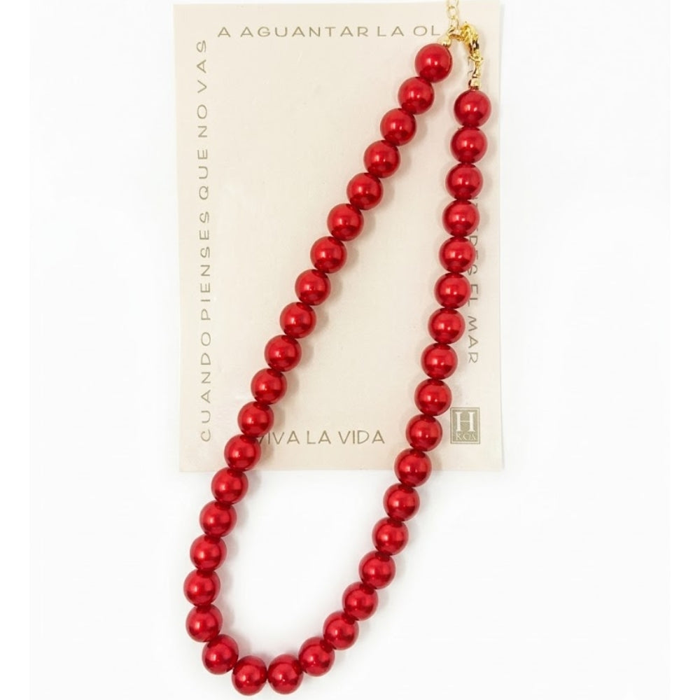 H&Co Collar Perla de Vidrio Red