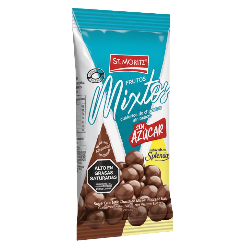 St. Moritz Frutos Mixtos Cubiertos con Chocolate Sin Azucar 1 Und x 40 gr
