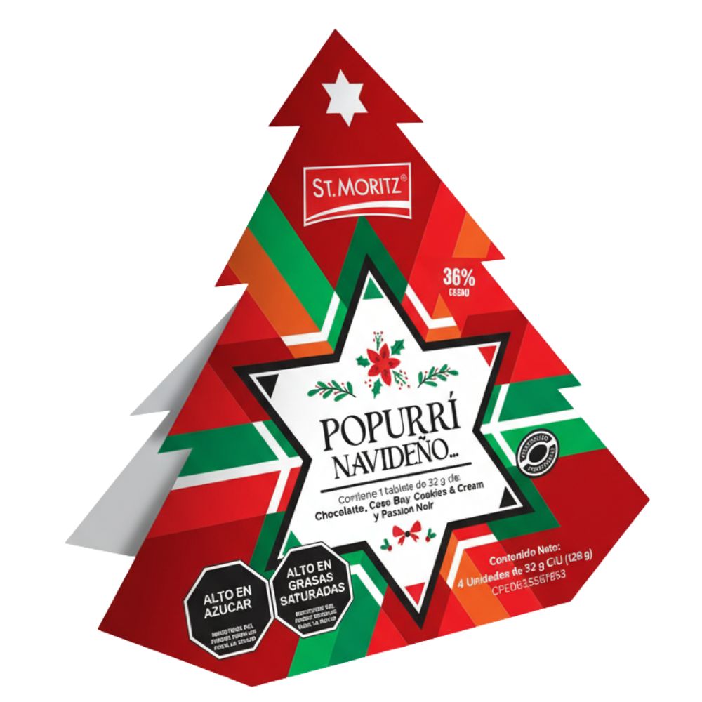 St. Moritz Poppurri Navideño 4 Chocolates Surtidos