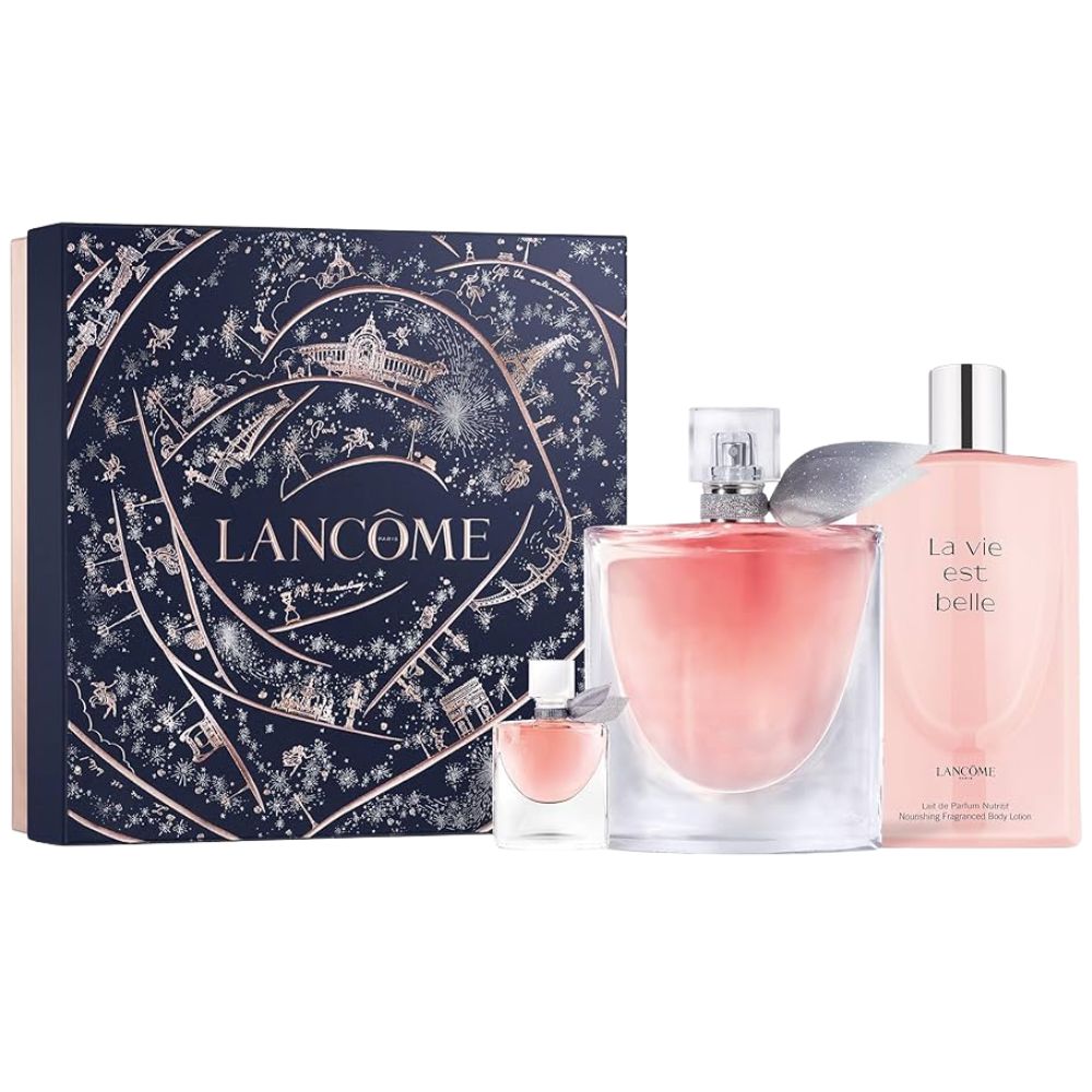 Lancome Set 3 Und La Vie Est Belle Eau de Parfum 100ml + 4ml + Body Lotion 200ml
