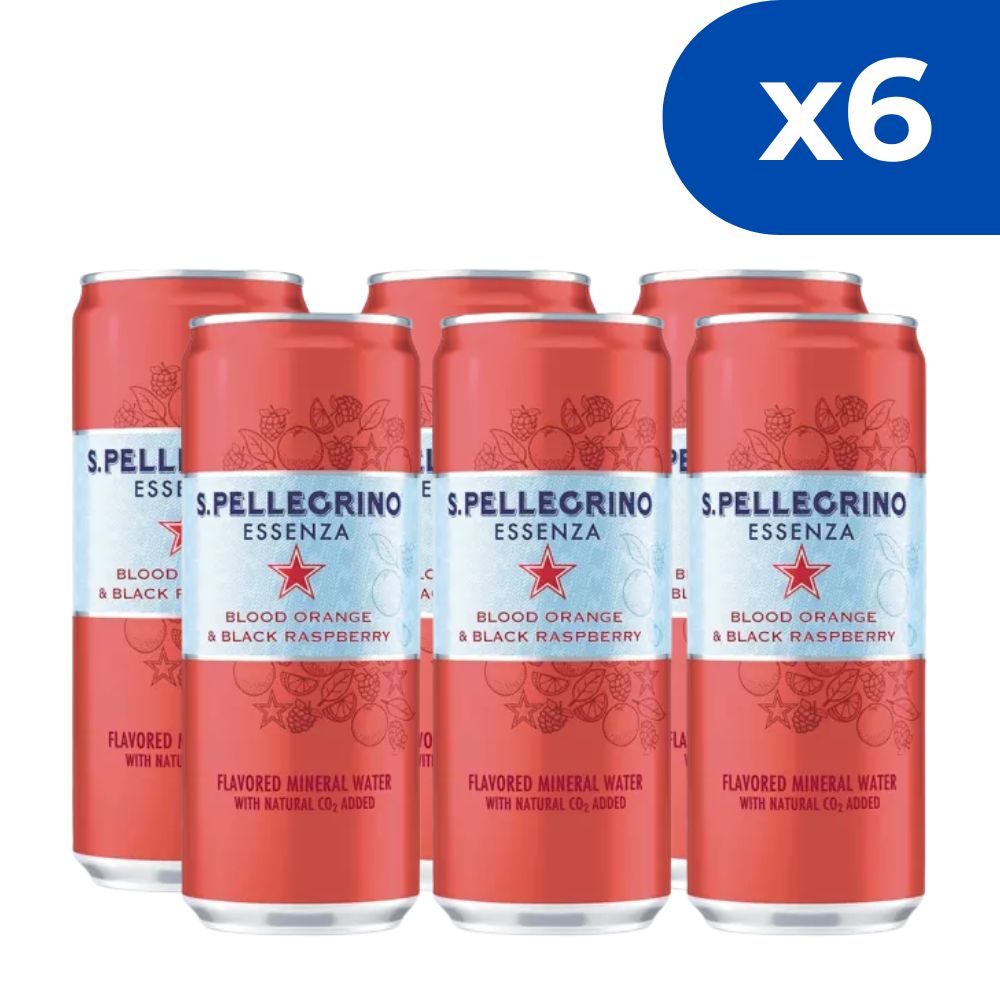 Agua Sparkling  San Pellegrino Essenza Blood Orange & Black Raspberry 330ml 6 Und