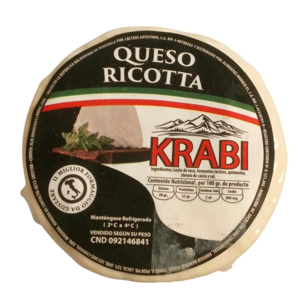 Queso Ricotta Krabi Porcion 4 Opciones
