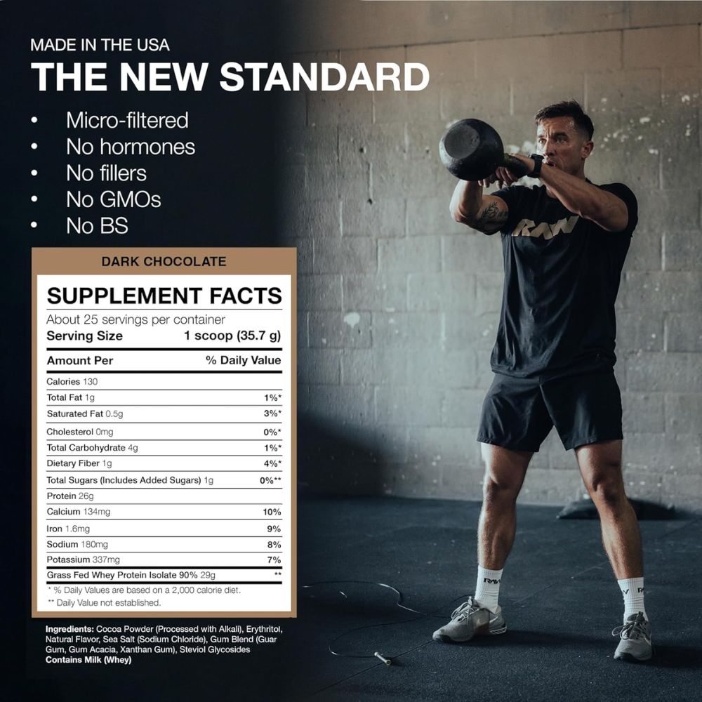 Raw Isolate Protein Chocolate Oscuro 892 Gramos  25 Servings