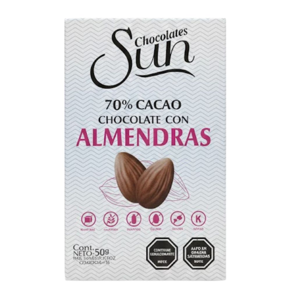 Chocolate Sun Barras Keto Almendra 70% Cacao 50gr