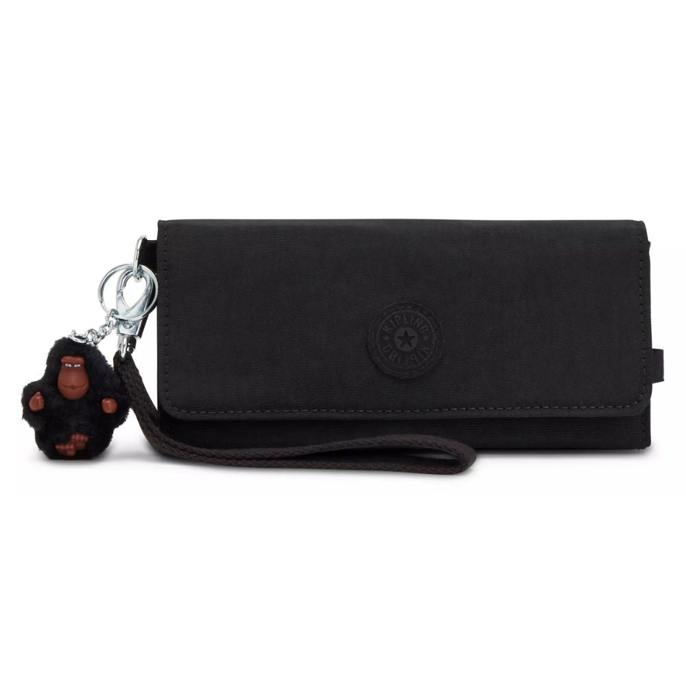 Kipling Large Wristlet Wallet Black Tonal Billetera