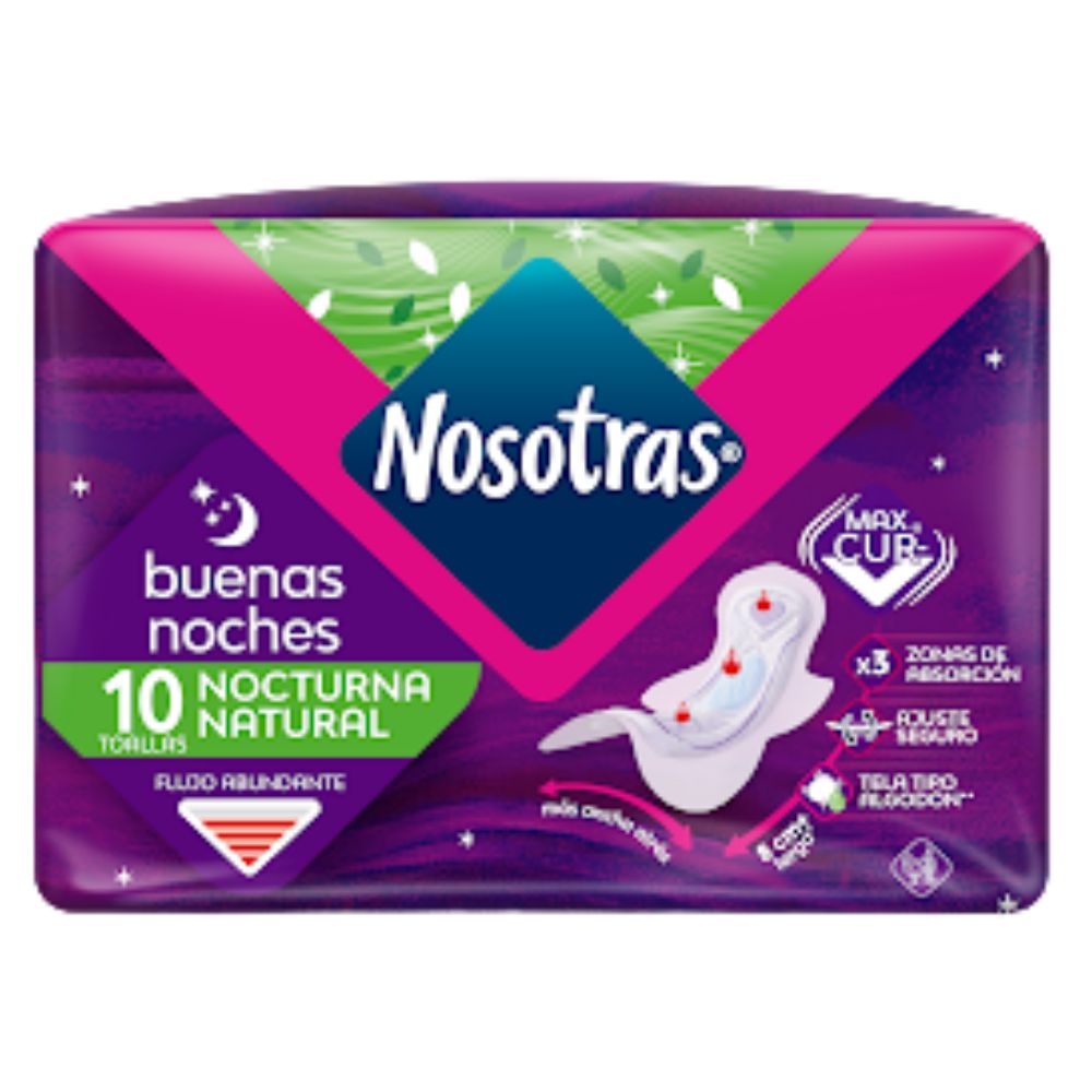 Nosotras Toalla Sanitaria Buenas Noches Algodon 10 Und