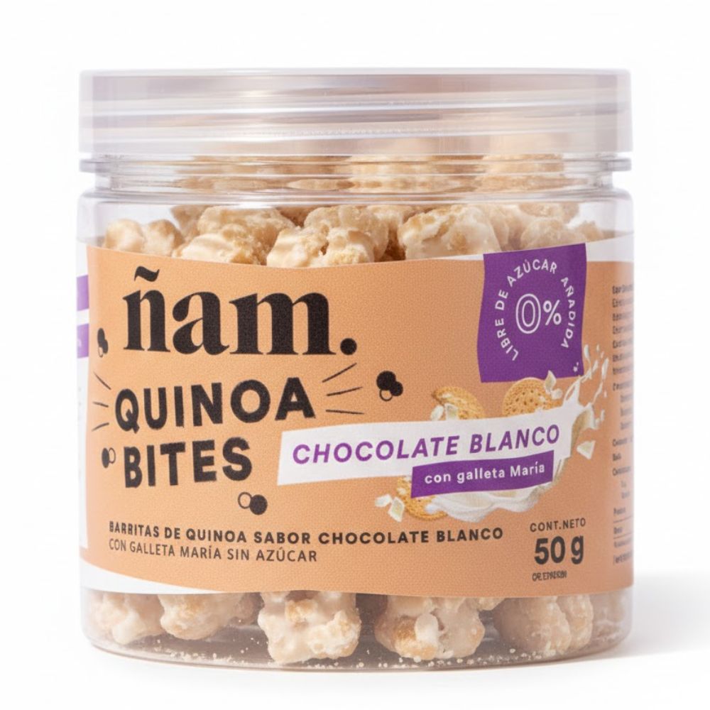 Ñam Quinoa Bites Chocolate Blanco con Galleta Maria 50gr