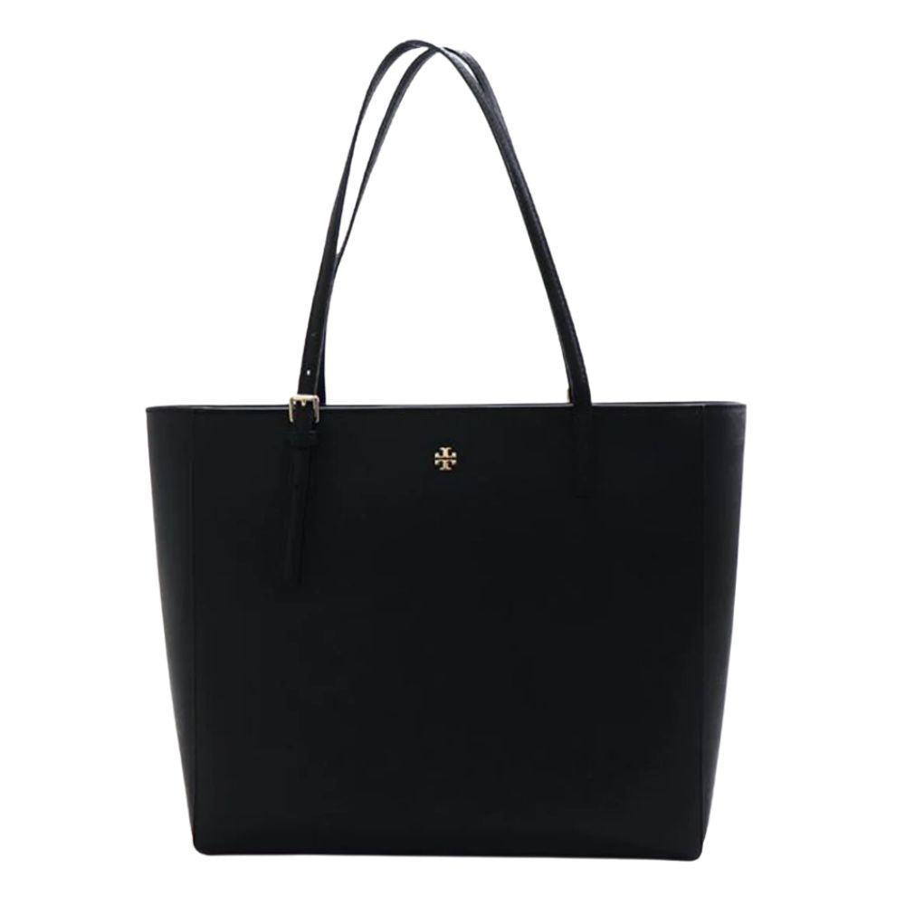 Tory Burch Emerson Moose Black With Gold Hardware Women's Large Tote Bag