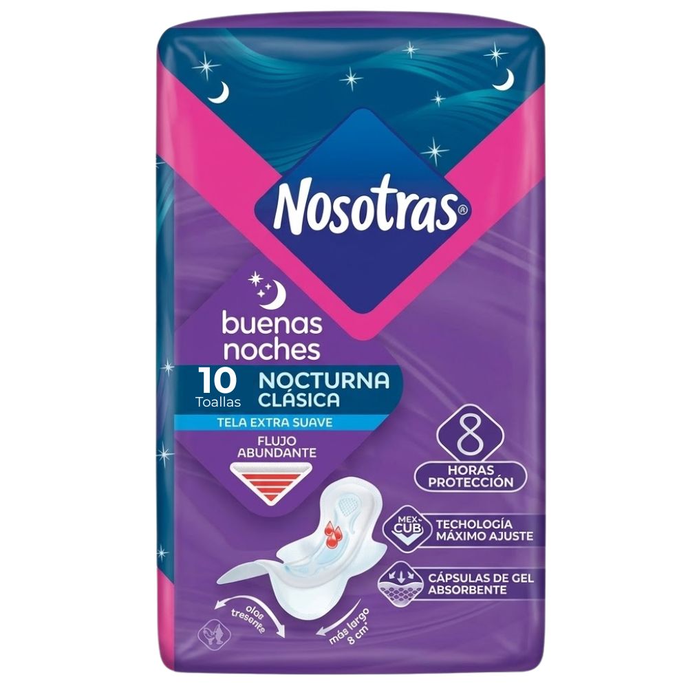 Nosotras Toalla Sanitaria Buenas Noches Clasicas Rapisec 10 Und