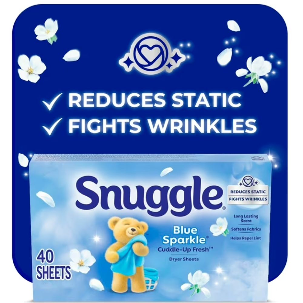 Snuggle Suavizante 40 Toallitas Blue Sparkle Para Secadora 16cm x 22cm