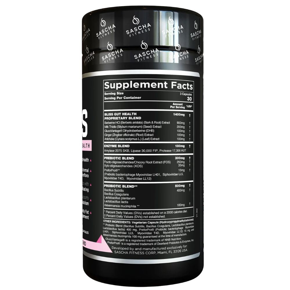 Bliss by Sascha Fitness Salud Intestinal y Digestiva 90 Capsulas