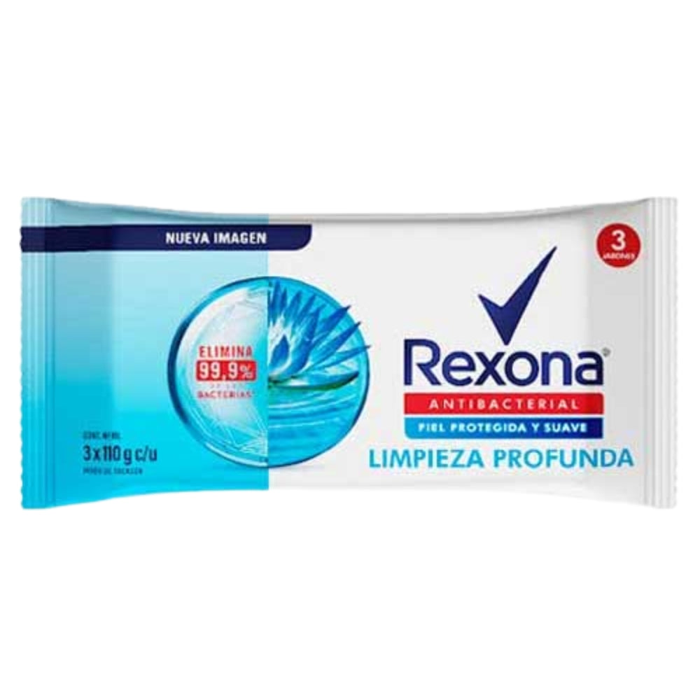 Rexona Jabon Antibacterial Limpieza Profunda 110g x 3 Und