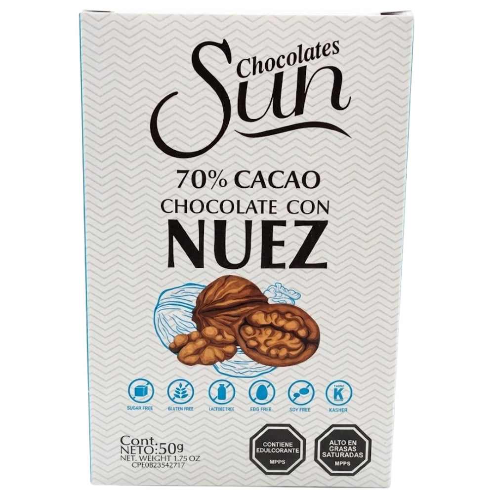 Chocolate Sun Barras Keto Nuez 70% Cacao 50gr