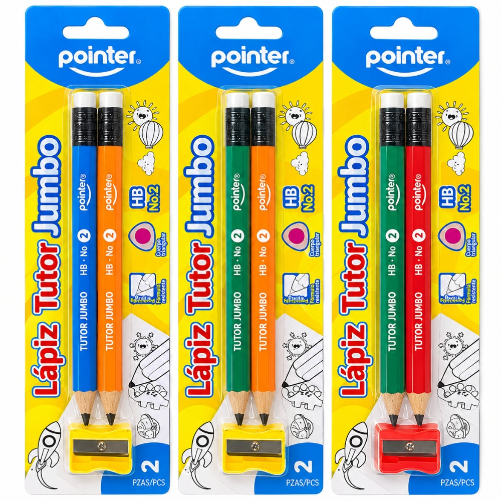 Pointer Lapiz Tutor Jumbo No 2 HB 2Und + Sacapuntas Opciones Varias