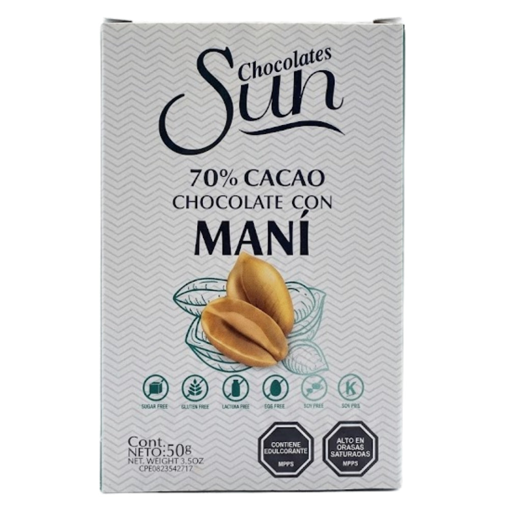 Chocolate Sun Barras Keto Mani 70% Cacao 50gr