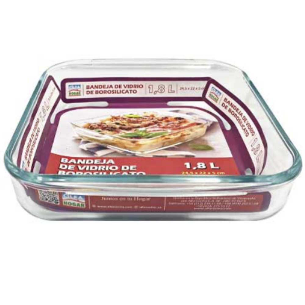 Alfa Hogar Refractario De Vidrio Borosilicato Cuadrado 1.8Lt