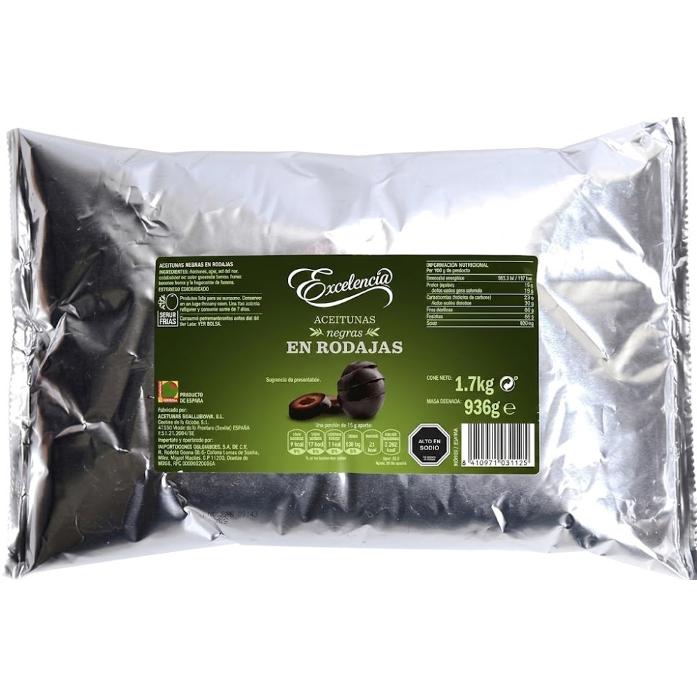 Excelencia Aceitunas Negras En Rodajas Pouch 1.7Kg