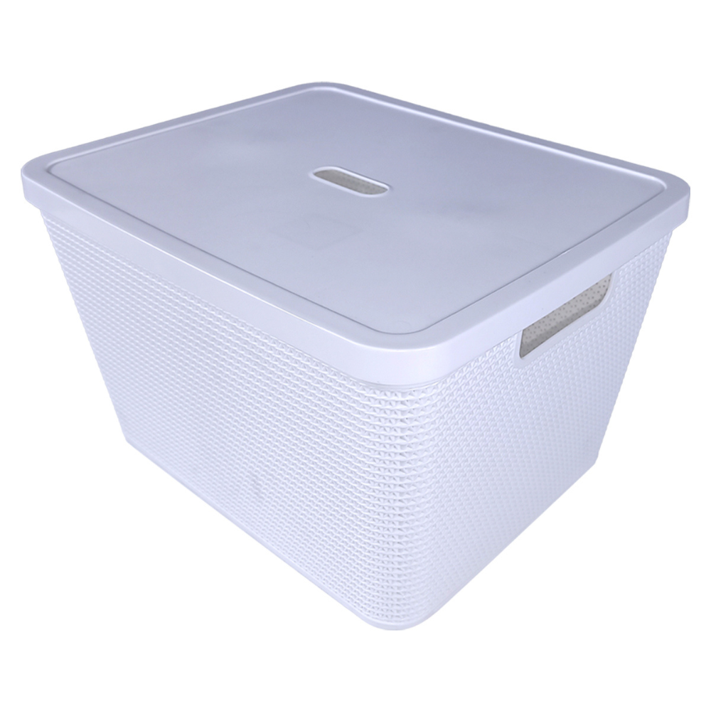 Alfa Hogar Cesta Ratán Multiusos Alta Con Tapa Grande Color Blanco