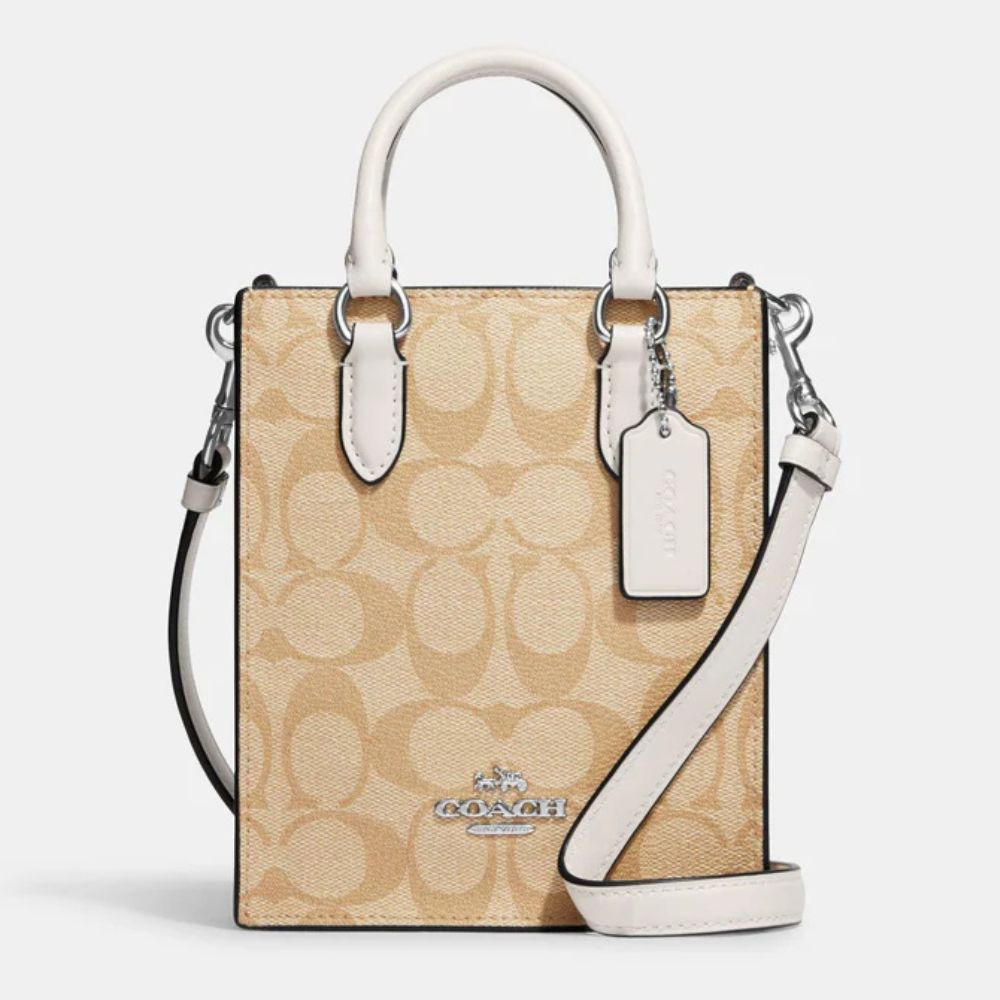 Coach North South Mini Tote In Signature Canvas