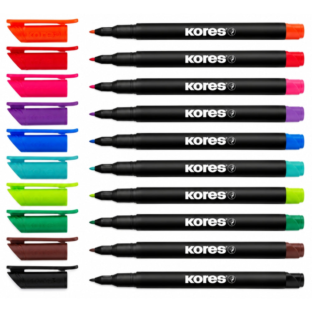 Kores Marcadores Permanentes Multicolor Punta Fina 10 Unidades