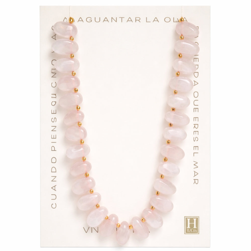 H&Co Collar Chispa Agata y Cuarzo Light Pink