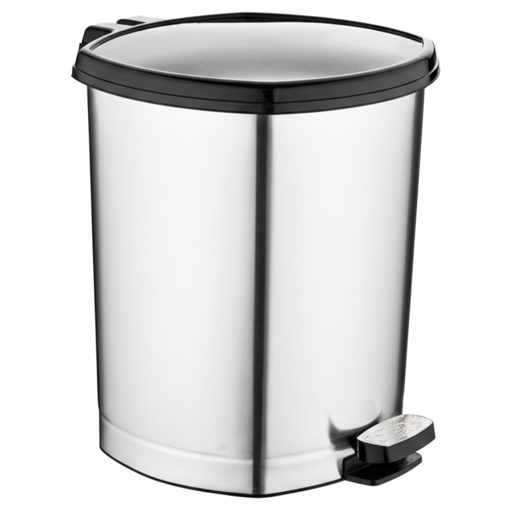 Alfa Hogar Papelera Pedal Bin Plástica Look Metal Slim 25Lt