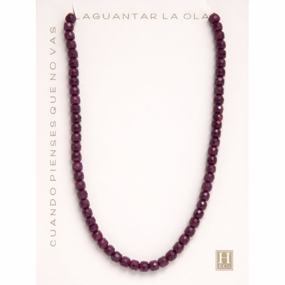 H&Co Collar Cubos de Agata y Cuarzo Magenta