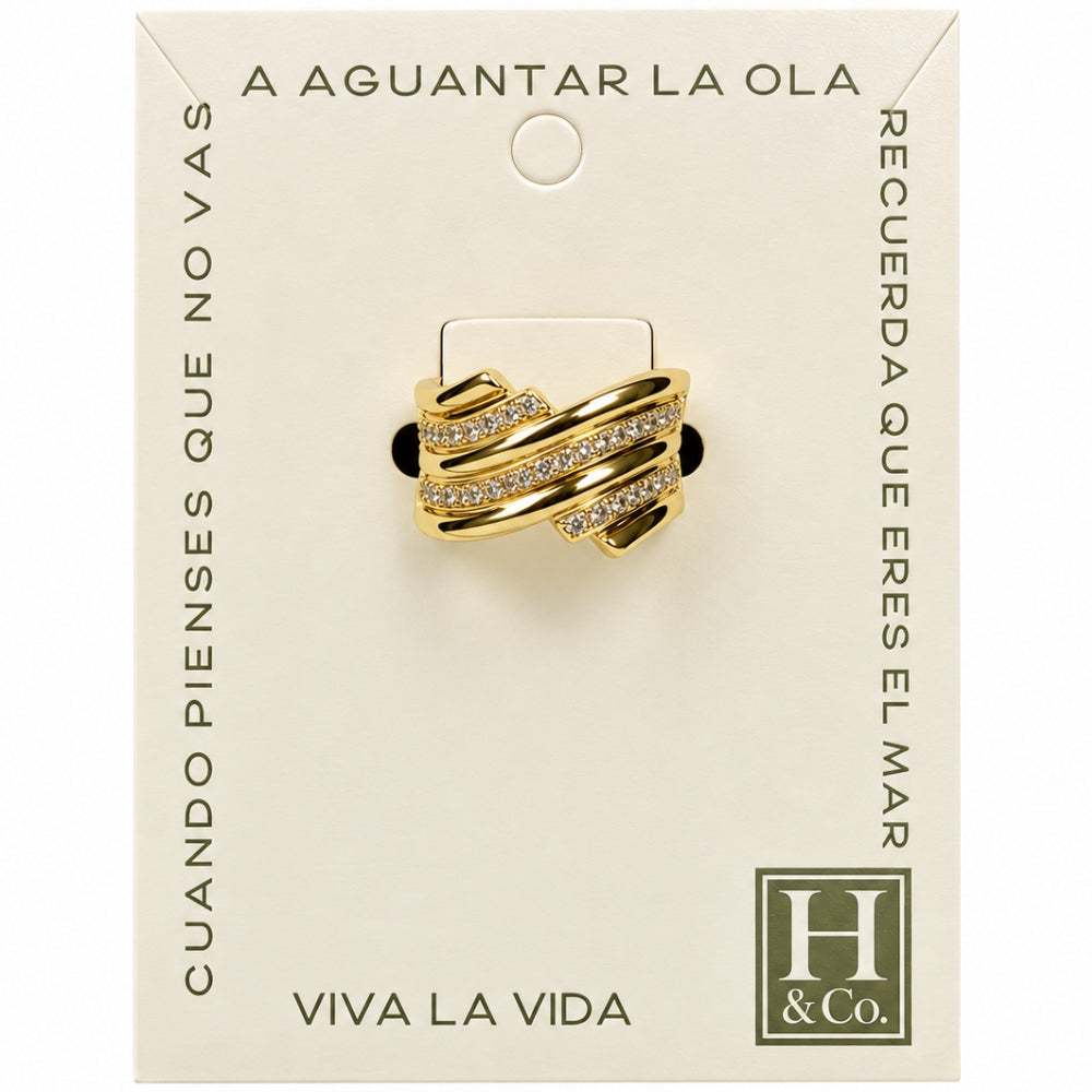 H&Co Anillo Ajustable Para Damas Wave