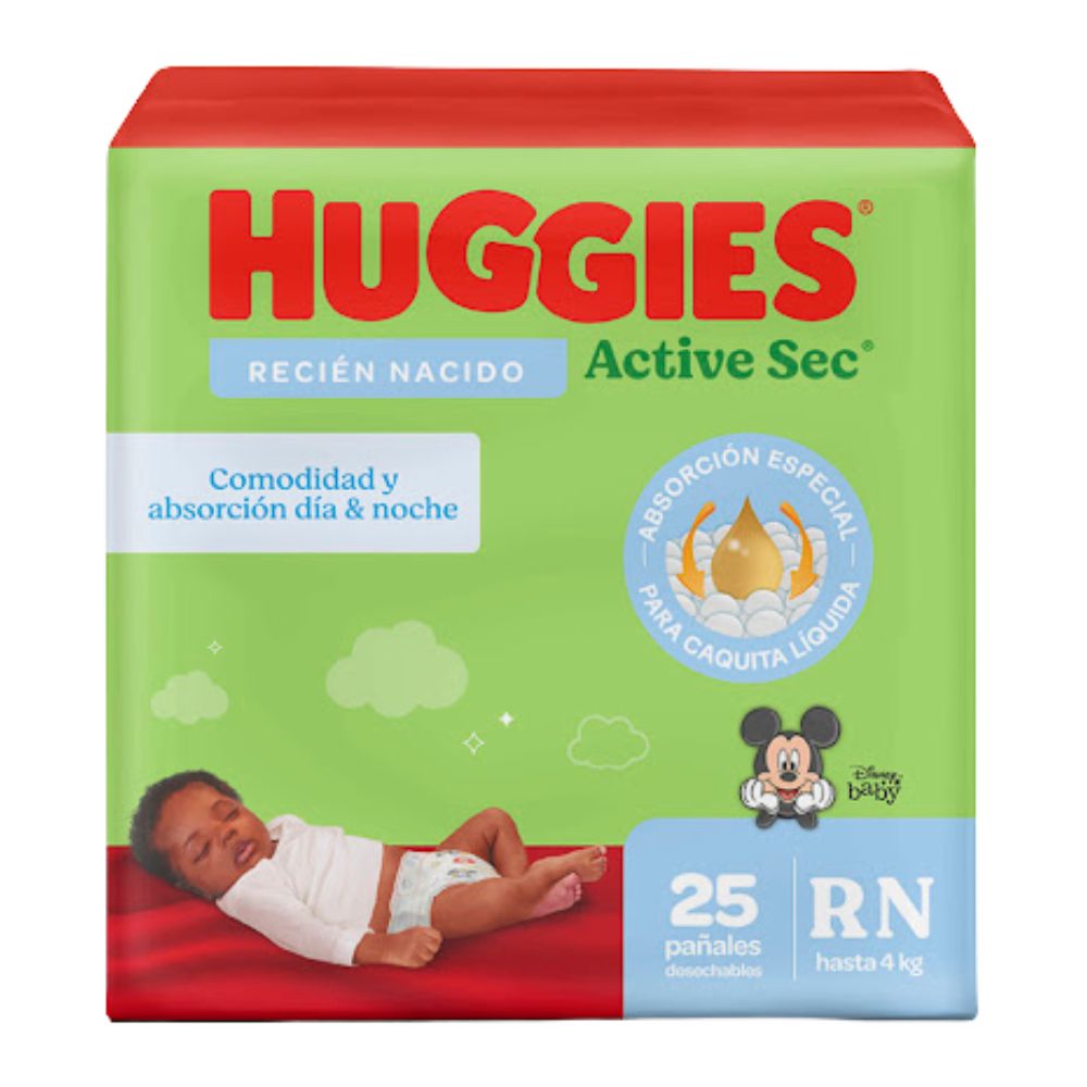 Pañales Huggies Active Sec Recien Nacido 25 und