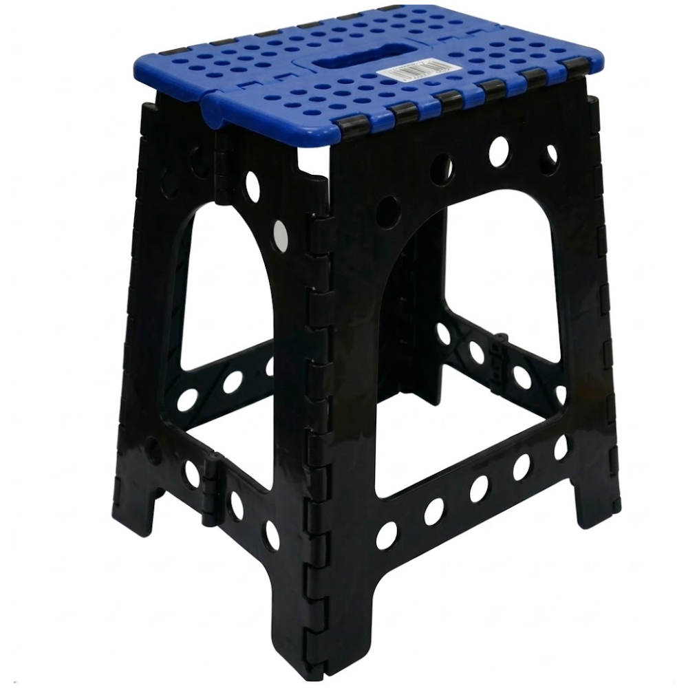 Alfa Hogar Banqueta Plegable Color Azul Y Negro