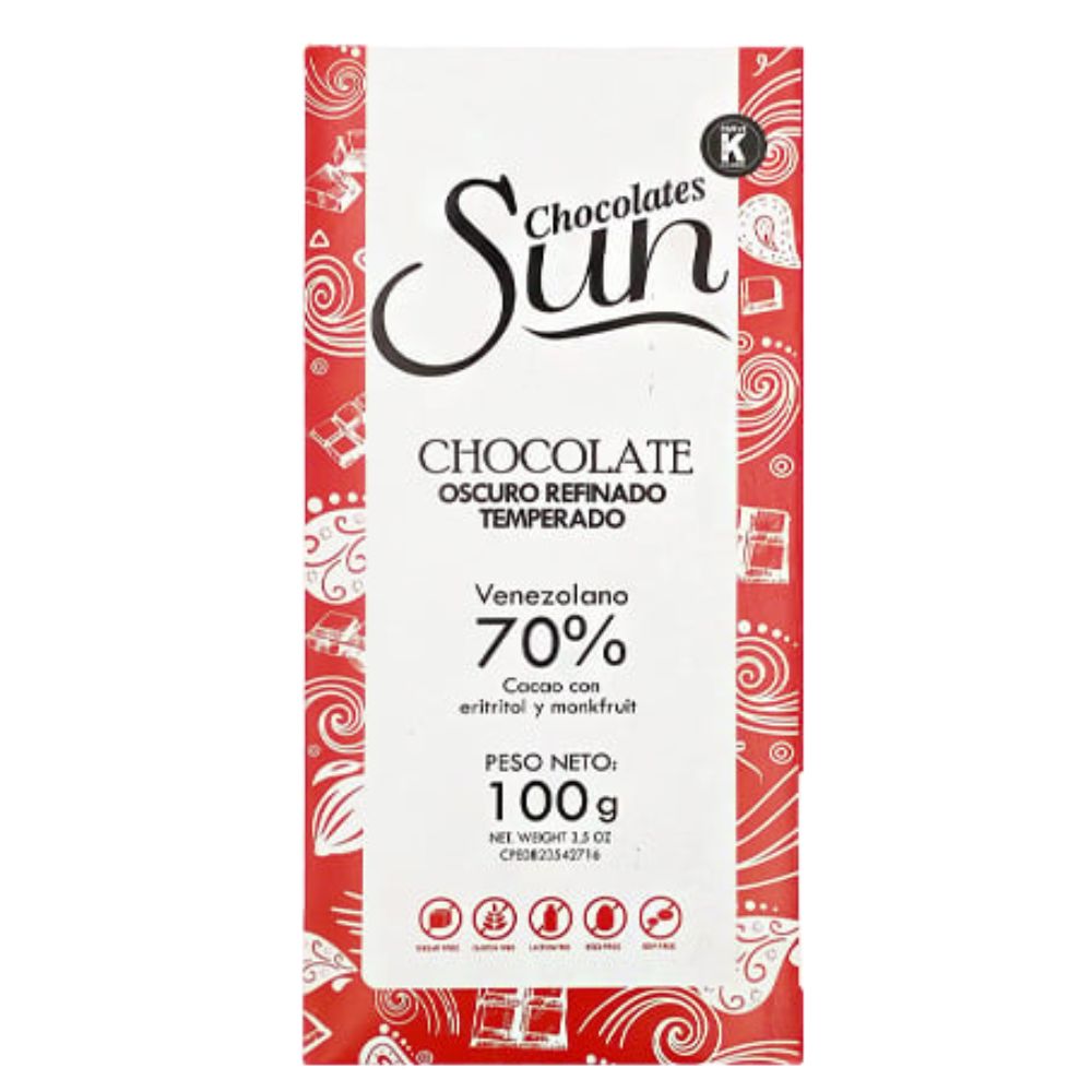 Chocolate Sun  Oscuro con Eritritol y Monkfruit 100gr