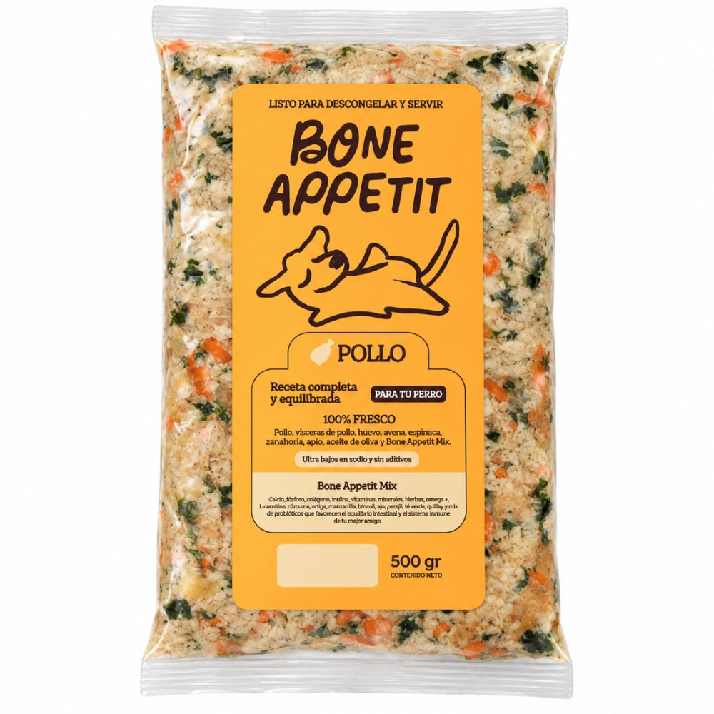 Bone Appetit Alimento Natural para Perros Sabor Pollo 500gr