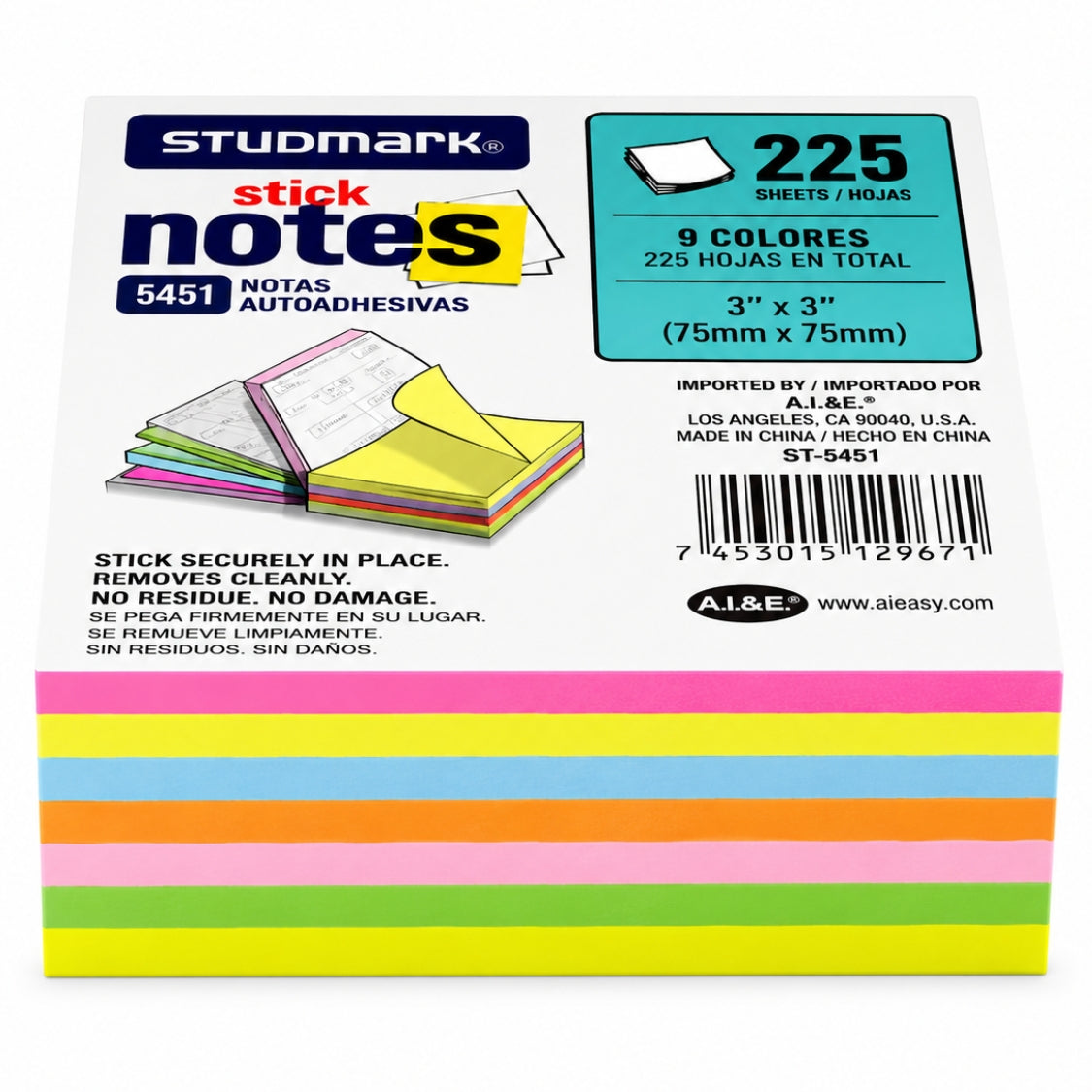 Studmark Notas Adhesivas 7.5 x 7.5 cm 225 hojas