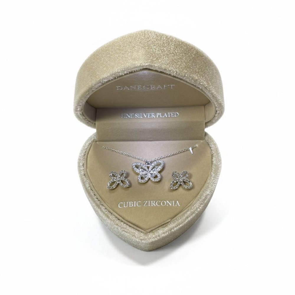 Danecraft Set De Collar y Zarcillos Mariposa Cubic Zirconia